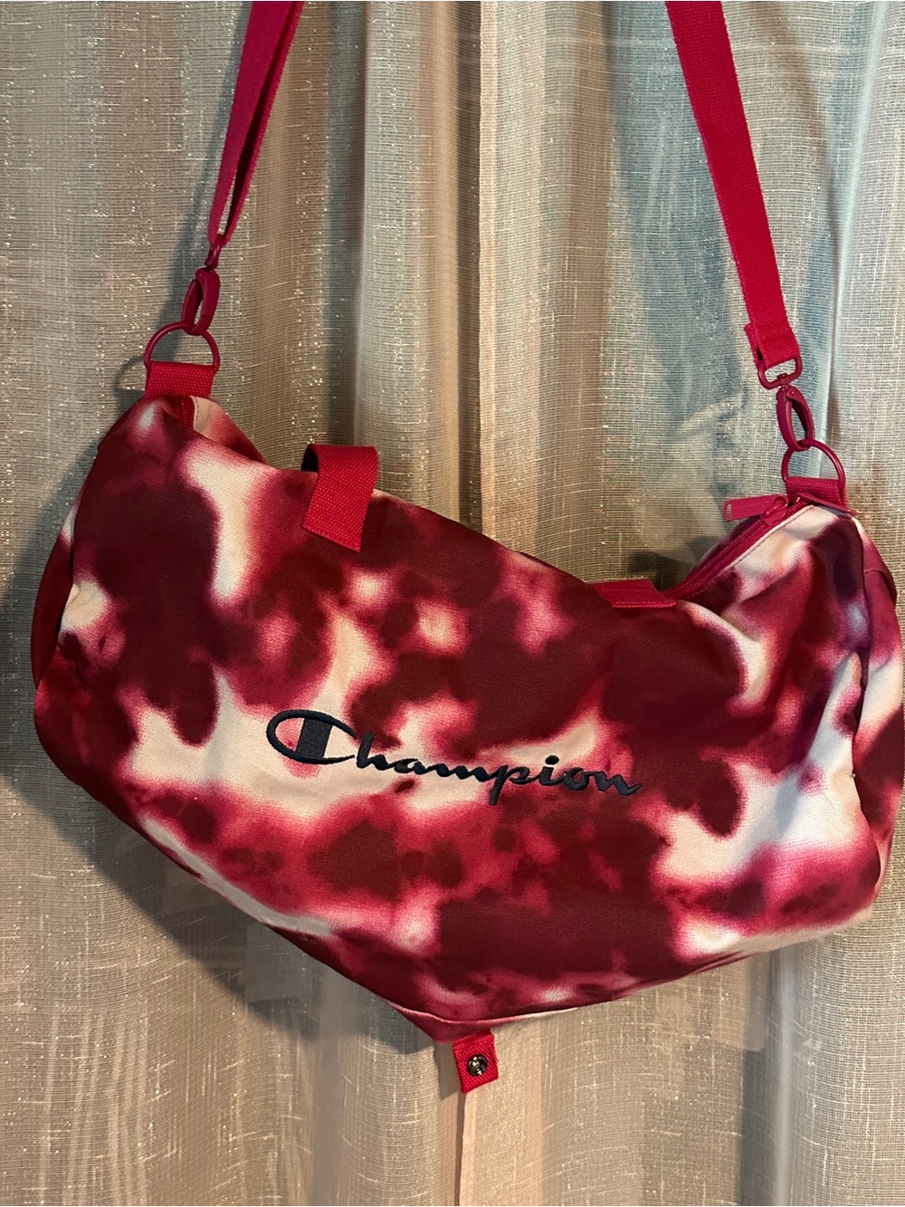 Champion Red and White Tie-Dye Shoulder Bag